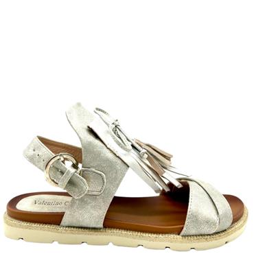 V CONTE LDS FLAT TASSEL HI STRAP SANDAL - SILVER
